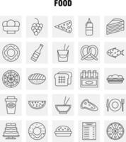 icono de línea de alimentos para impresión web y kit de uxui móvil, como comida de vidrio, taza de bebida, hamburguesa, comer comida, vector de paquete de pictogramas rápido