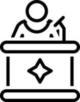 line icon for , lecturer, speaker, orator, spokesman, mouther, podium, negotiator, conference, vector