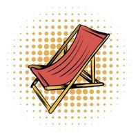 Wooden beach chaise comics icon vector