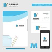 Write document Business Logo File Cover Visiting Card and Mobile App Design Vector Illustration