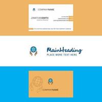 Beautiful Globe in hands Logo and business card vertical Design Vector