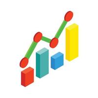 Business graph and chart icon, isometric 3d style vector