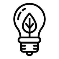 Eco leaf bulb icon, outline style vector