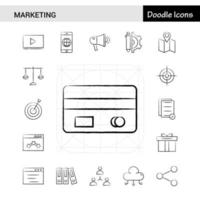 conjunto de 17 iconos dibujados a mano de marketing vector