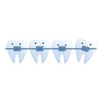 Tooth braces ceramic icon, cartoon style vector