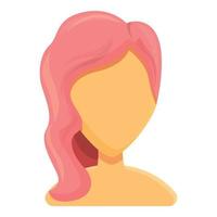 Pink hair icon, cartoon style vector