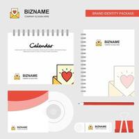 Love letter Logo Calendar Template CD Cover Diary and USB Brand Stationary Package Design Vector Template