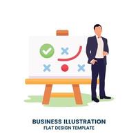 Flat design web page template set for creative business process and business strategy. Trendy vector illustration concept for website and mobile app