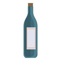 icono de botella de vino de viaje de primera clase, estilo de dibujos animados vector