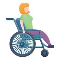 Girl in wheelchair icon, cartoon style vector