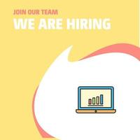 Join Our Team Busienss Company Laptop We Are Hiring Poster Callout Design Vector background