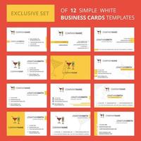 Set of 12 Drinks Creative Busienss Card Template Editable Creative logo and Visiting card background vector