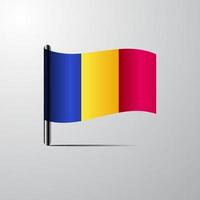 Chad waving Shiny Flag design vector