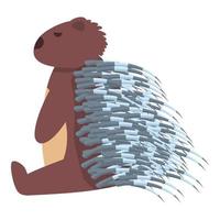 Sitting hedgehog icon, cartoon style vector