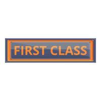 First class banner icon, cartoon style vector
