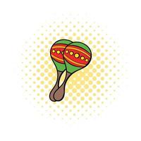 Maracas icon in comics style vector