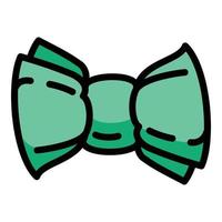 Mint color bow tie icon, outline style vector