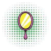 Pink hand mirror icon, comics style vector