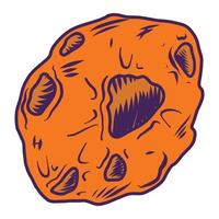 Asteroid icon, hand drawn style vector