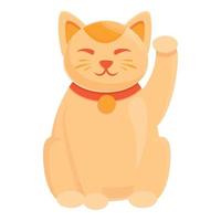 Charm lucky cat icon, cartoon style vector