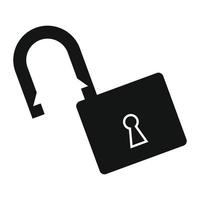 Open lock black simple icon vector