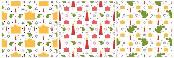Set of Happy Kwanzaa Holiday African Seamless Pattern Design with Festival Style Element on Template Hand Drawn Cartoon Flat Illustration vector
