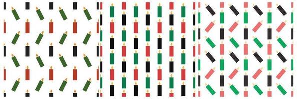 Set of Happy Kwanzaa Holiday African Seamless Pattern Design with Festival Style Element on Template Hand Drawn Cartoon Flat Illustration vector