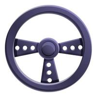 Steel steering wheel icon, cartoon style vector