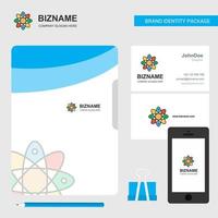 tarjeta de visita de portada de archivo de logotipo de negocio nuclear e ilustración de vector de diseño de aplicación móvil