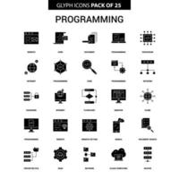 conjunto de iconos de vector de glifo de programación