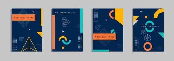 Cover design with memphis style. background of geometric shapes. minimal pattern. Can be used for banners, placards, posters, leaflets, etc. Vector template