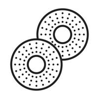 Line art vector icon two bagel bread for apps or websites