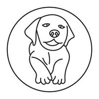 redondeó el icono de vector de arte de línea de cachorro o cachorros para aplicaciones o sitios web