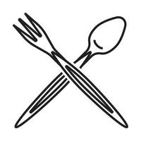 Spoon and fork line art vector icon for apps or websites