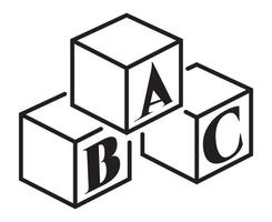 icono de arte de línea de educación infantil de bloque de alfabeto abc para aplicaciones y sitio web vector