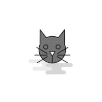 Cat Web Icon Flat Line Filled Gray Icon Vector