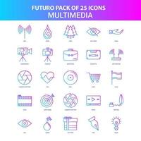 25 Blue and Pink Futuro Multimedia Icon Pack vector