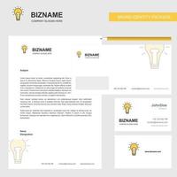 Bulb Business Letterhead Envelope and visiting Card Design vector template