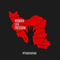 illustration vector of woman life freedom,wire in iran map,hand sign,perfect for poster,etc