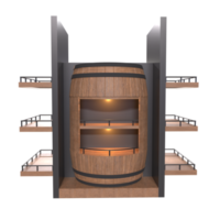 Representación 3d del soporte del barril de whisky