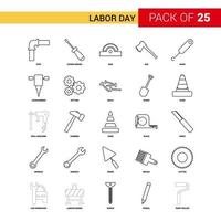 Labor day Black Line Icon 25 Business Outline Icon Set vector