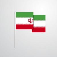 vector de diseño de bandera ondeante de irán