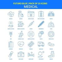 Medical Icons Futuro Blue 25 Icon pack vector