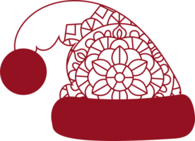 Red hat with a Christmas pattern Santa Claus. png