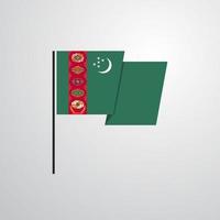 Turkmenistan waving Flag design vector