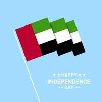 UAE Independence day typographic design with flag vector