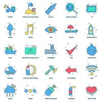 25 conjunto de iconos de color plano de mezcla de concepto de negocio vector