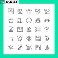 Pack of 25 Line Style Icon Set Outline Symbols for print Creative Signs Isolated on White Background 25 Icon Set Creative Black Icon vector background