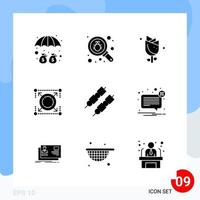 Modern Pack of 9 Icons Solid Glyph Symbols isolated on White Backgound for Website designing Creative Black Icon vector background