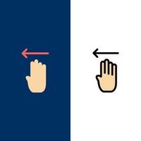 Finger Four Gesture Left  Icons Flat and Line Filled Icon Set Vector Blue Background